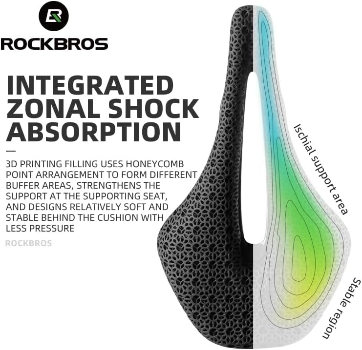 image:imageROCKBROS 3D Printed Bike Saddle177g357g Hollow Ventilated Bicycle Seat Carbon FiberChromoly Rails amp NylonCarbon BaseEntry Advanced Premium for Road MTB XC Triathlon Racing CyclingAdvanced Black183g