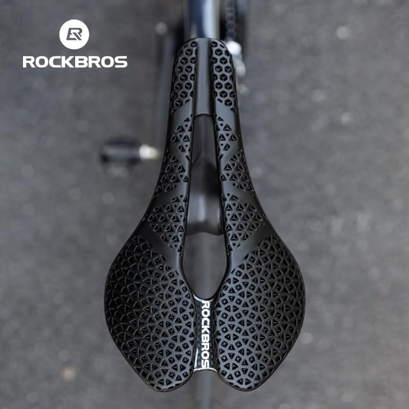 image:imageROCKBROS 3D Printed Bike Saddle177g357g Hollow Ventilated Bicycle Seat Carbon FiberChromoly Rails amp NylonCarbon BaseEntry Advanced Premium for Road MTB XC Triathlon Racing CyclingAdvanced Black200g