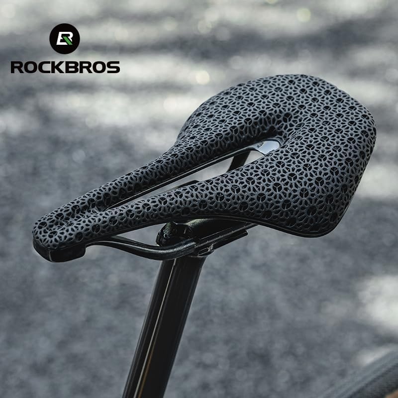 image:imageROCKBROS 3D Printed Bike Saddle177g357g Hollow Ventilated Bicycle Seat Carbon FiberChromoly Rails amp NylonCarbon BaseEntry Advanced Premium for Road MTB XC Triathlon Racing CyclingAdvanced Black183g