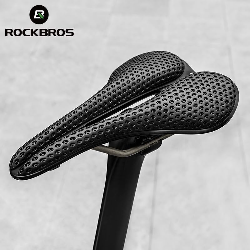 image:imageROCKBROS 3D Printed Bike Saddle177g357g Hollow Ventilated Bicycle Seat Carbon FiberChromoly Rails amp NylonCarbon BaseEntry Advanced Premium for Road MTB XC Triathlon Racing CyclingStarter Black295g