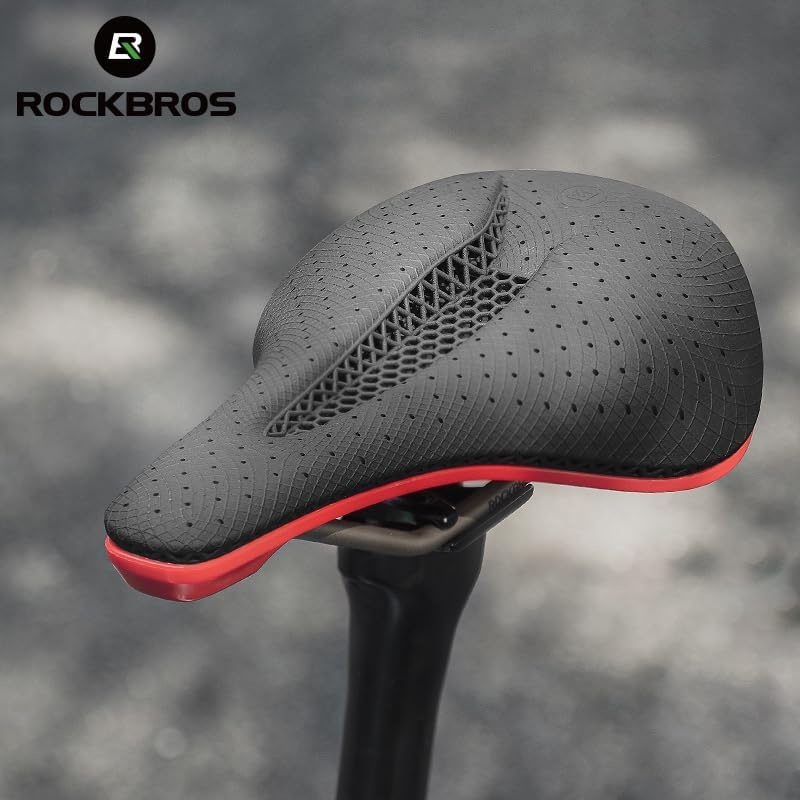 image:imageROCKBROS 3D Printed Bike Saddle177g357g Hollow Ventilated Bicycle Seat Carbon FiberChromoly Rails amp NylonCarbon BaseEntry Advanced Premium for Road MTB XC Triathlon Racing CyclingStarter Black357g