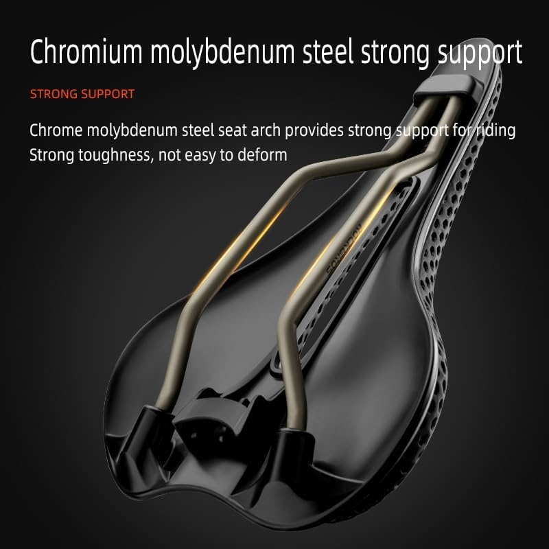image:imageROCKBROS 3D Printed Bike Saddle177g357g Hollow Ventilated Bicycle Seat Carbon FiberChromoly Rails amp NylonCarbon BaseEntry Advanced Premium for Road MTB XC Triathlon Racing CyclingStarter Black295g