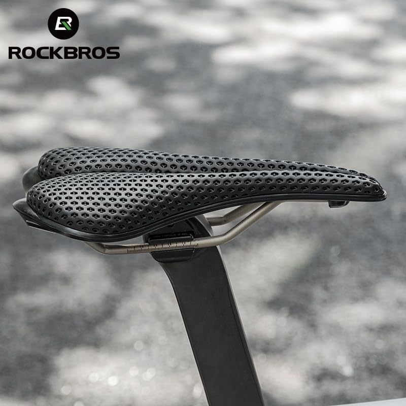 image:imageROCKBROS 3D Printed Bike Saddle177g357g Hollow Ventilated Bicycle Seat Carbon FiberChromoly Rails amp NylonCarbon BaseEntry Advanced Premium for Road MTB XC Triathlon Racing CyclingStarter Black295g