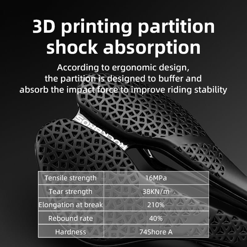 image:imageROCKBROS 3D Printed Bike Saddle177g357g Hollow Ventilated Bicycle Seat Carbon FiberChromoly Rails amp NylonCarbon BaseEntry Advanced Premium for Road MTB XC Triathlon Racing CyclingAdvanced Black200g