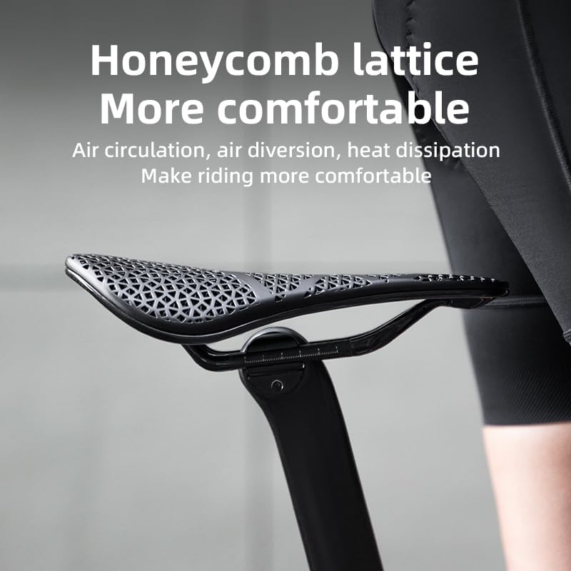 image:imageROCKBROS 3D Printed Bike Saddle177g357g Hollow Ventilated Bicycle Seat Carbon FiberChromoly Rails amp NylonCarbon BaseEntry Advanced Premium for Road MTB XC Triathlon Racing CyclingAdvanced Black200g
