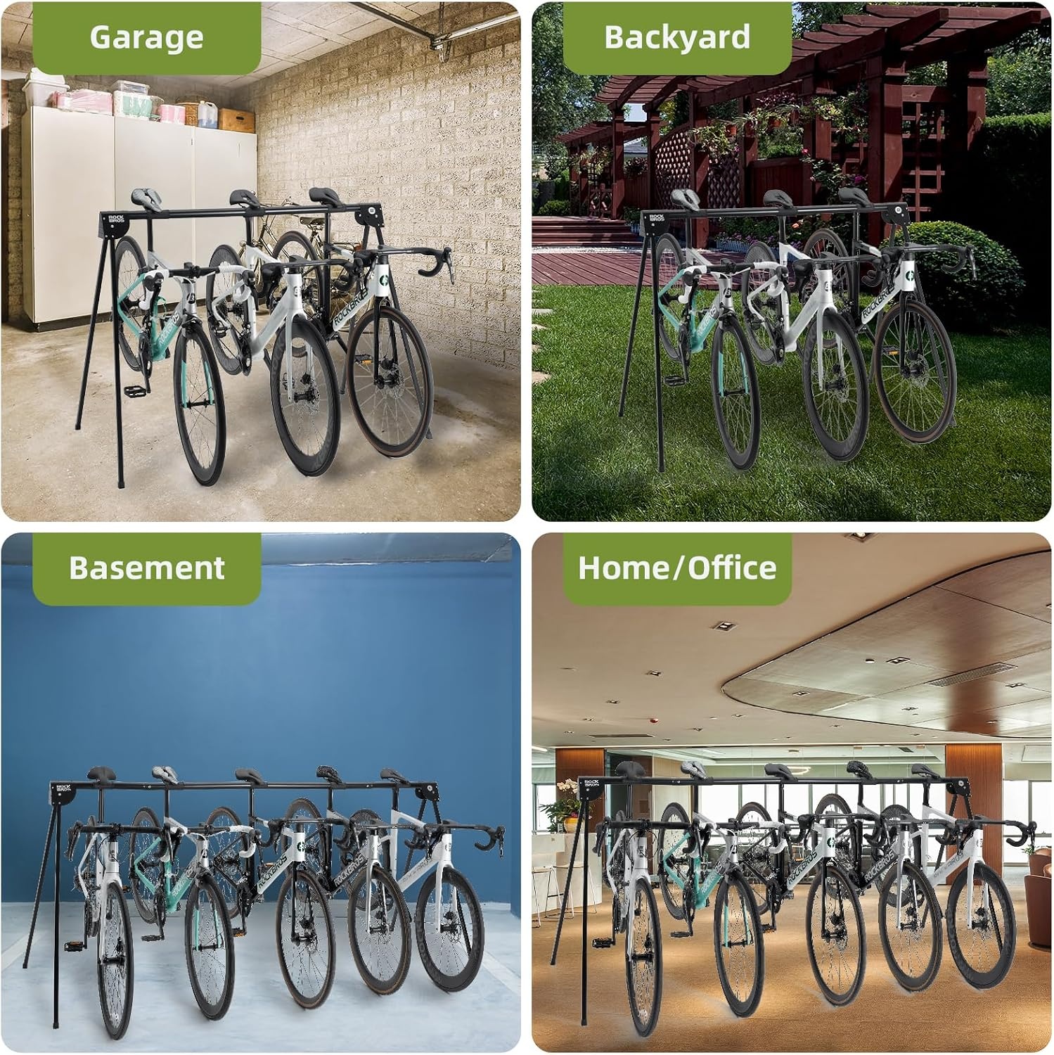 image:imageROCKBROS AFrame 5 Bikes Stand Rack for Parking Mountain Road Hybrid Bike Bike Storage Parking RacksPortable amp FoldableEasy to FoldSave the SpaceIndoorampOutsidefor 3 Bikes