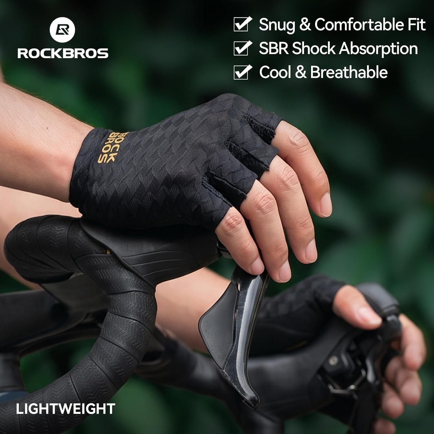 image:imageROCKBROS Bike Cycling Gloves Black Fingerless Bicycle for MenWomen UV Protection MTB amp Road Bike Riding Hiking Gloves for Weight LiftingGymMotorcycleDrivingOutdoor Sportsblack