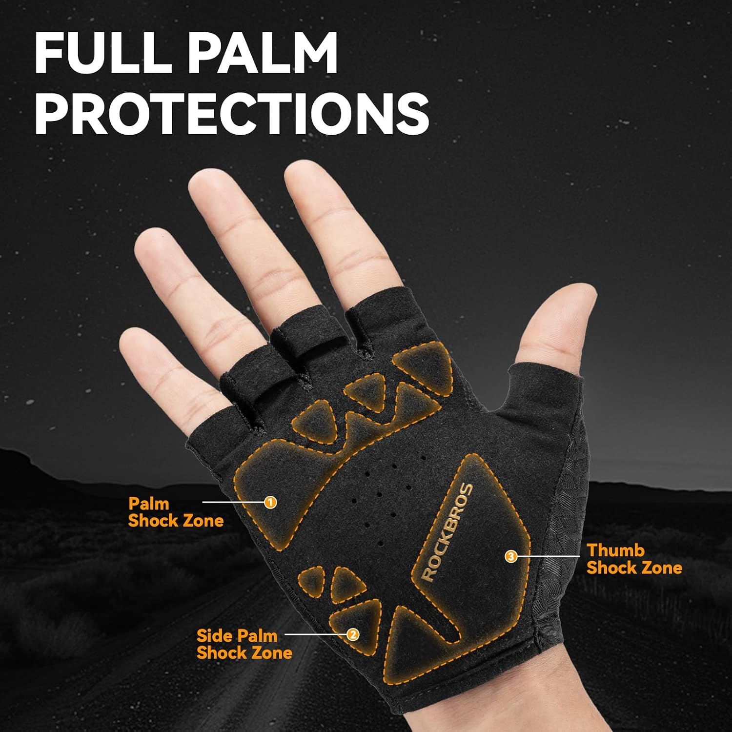 image:imageROCKBROS Bike Cycling Gloves Black Fingerless Bicycle for MenWomen UV Protection MTB amp Road Bike Riding Hiking Gloves for Weight LiftingGymMotorcycleDrivingOutdoor Sportsblack