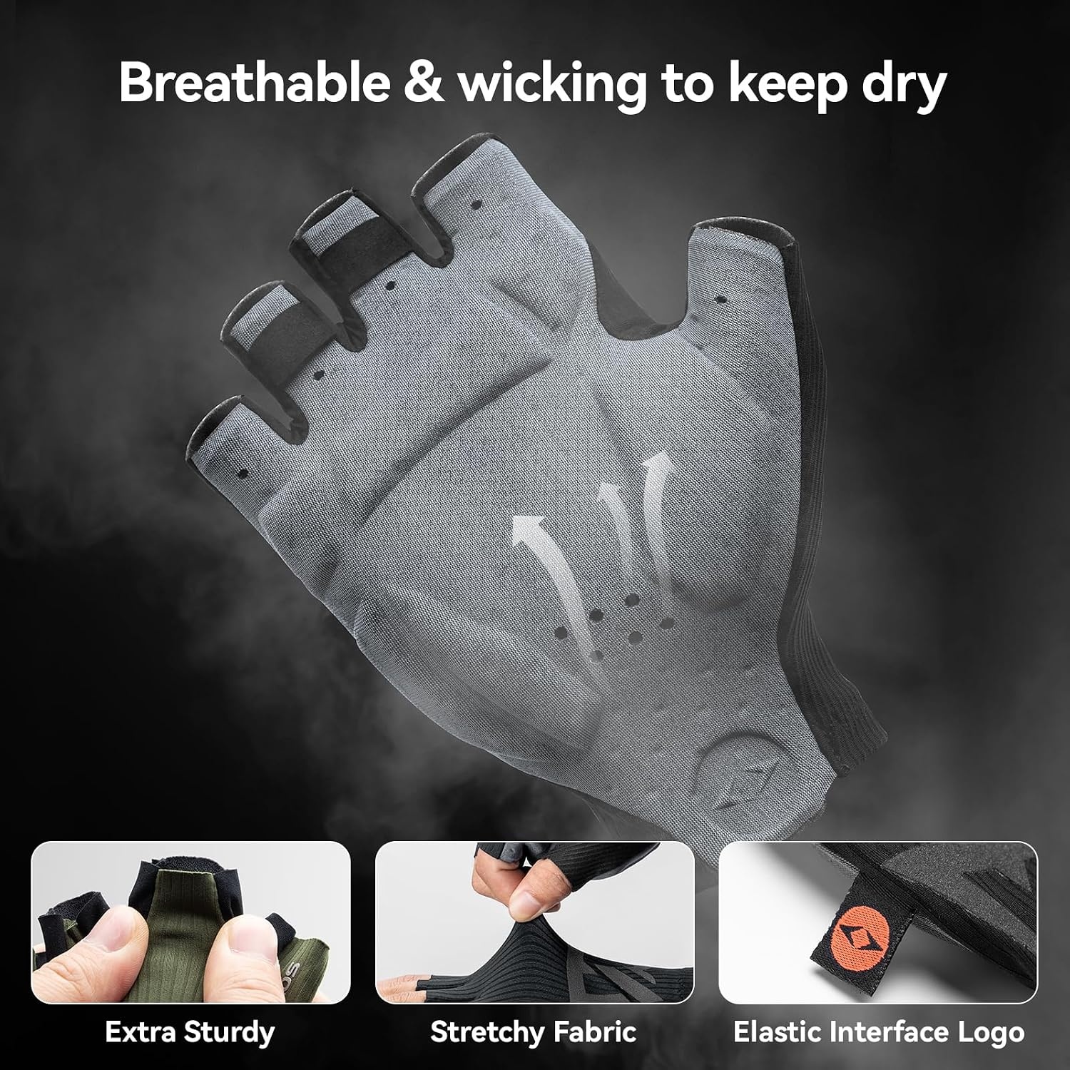 image:imageROCKBROS Cycling Gloves Italian Elastic DoubleArrow Palm ShockAbsorbing Foam 3D Ergonomic Padding Lightweight Breathable HalfFinger MTB Gloves for Cycling Gym Training Weightliftingblack