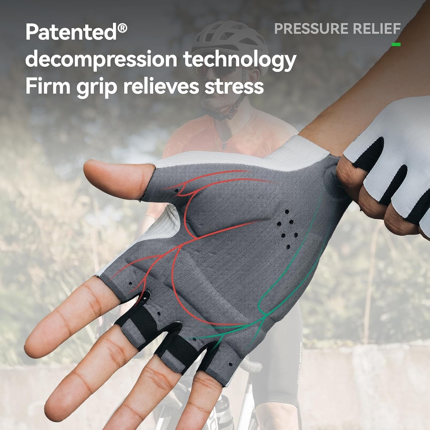 image:imageROCKBROS Cycling Gloves Italian Elastic DoubleArrow Palm ShockAbsorbing Foam 3D Ergonomic Padding Lightweight Breathable HalfFinger MTB Gloves for Cycling Gym Training Weightliftingwhite
