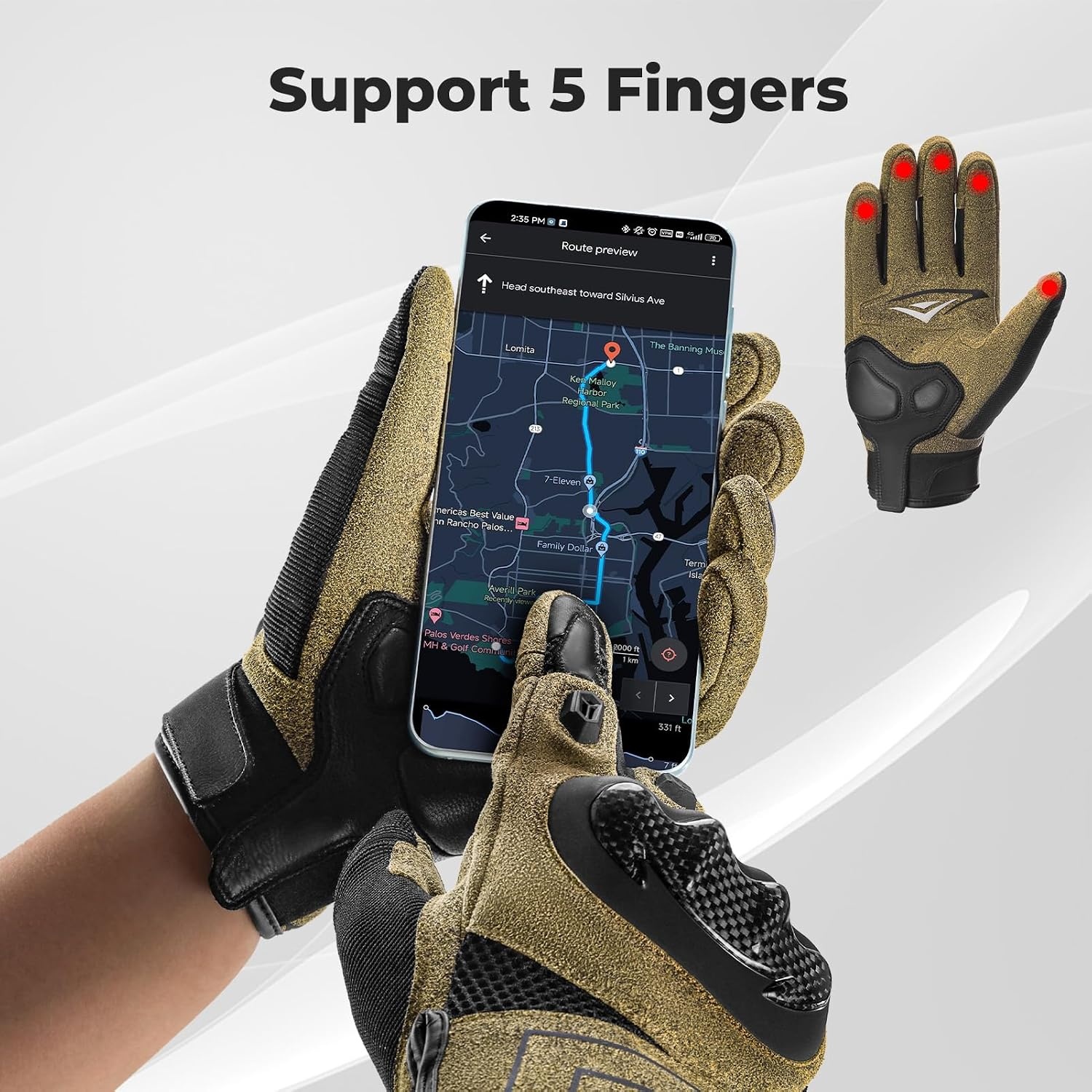 image:imageROCKBROS Motorcycle Gloves with Touchscreen amp DualLayer Carbon Fiber Armor Waterproof Rubber Holes Mountain Bike Gloves for Men Women for Motorcross Racing Dirt Bike Climbing Racing Skiing WorkASIAN XXLUS XL
