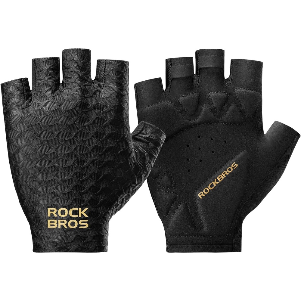 image:imageROCKBROS Bike Cycling Gloves Black Fingerless Bicycle for MenWomen UV Protection MTB amp Road Bike Riding Hiking Gloves for Weight LiftingGymMotorcycleDrivingOutdoor Sportsblack