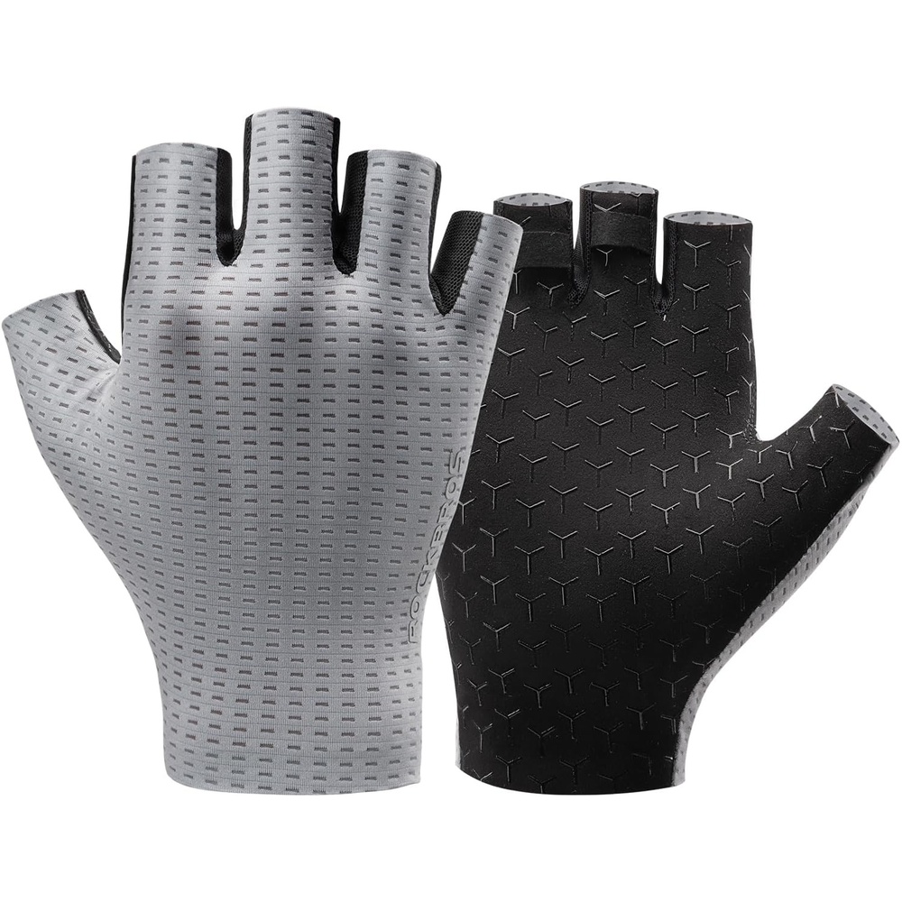 image:imageROCKBROS Cycling Gloves Half Finger Anti Slip Palm MTB amp Road Biking  QuickRelease Design Gloves for Men Women Lightweight Breathable Holes for Riding Driving Work Out Weighlifting Runninggray
