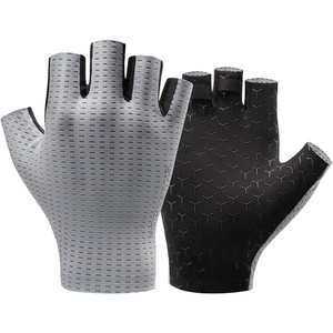 ROCKBROS Cycling Gloves Half Finger Anti Slip Palm MTB & Road Biking | Quick-Release Design Gloves for Men Women Lightweight Breathable Holes for Riding, Driving, Work Out, Weighlifting, Running(gray)