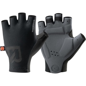 ROCKBROS Cycling Gloves Italian Elastic Double-Arrow Palm Shock-Absorbing | Foam 3D Ergonomic Padding Lightweight Breathable Half-Finger MTB Gloves for Cycling, Gym Training, Weightlifting(black)