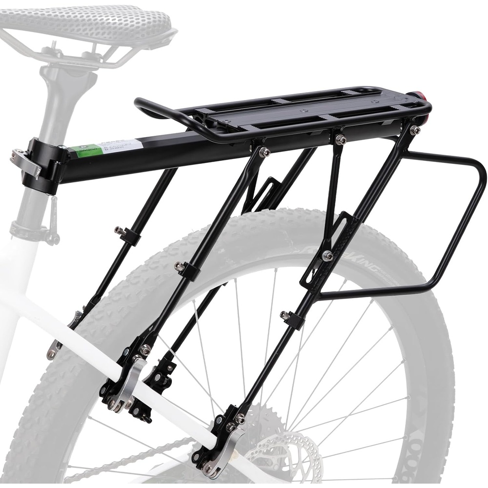 image:imageROCKBROS Rear Bike Rack Aluminum Quick Release Cargo Carrier Wide Side Flanks Protect Bags from Spokes Includes Wrenches and Instructions for Easy Setup