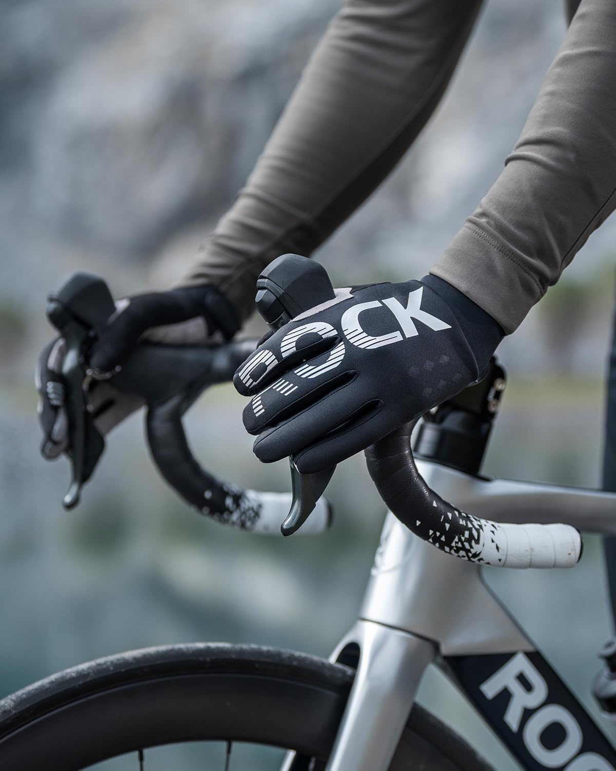 image:imageROCKBROS Cycling Gloves for Men Motocycle Mountain Bike Gloves Full Finger Lightweight Fleece Lining for Warmth Touchscreen amp AntiSlip Grip Absorb ShockBasic Version