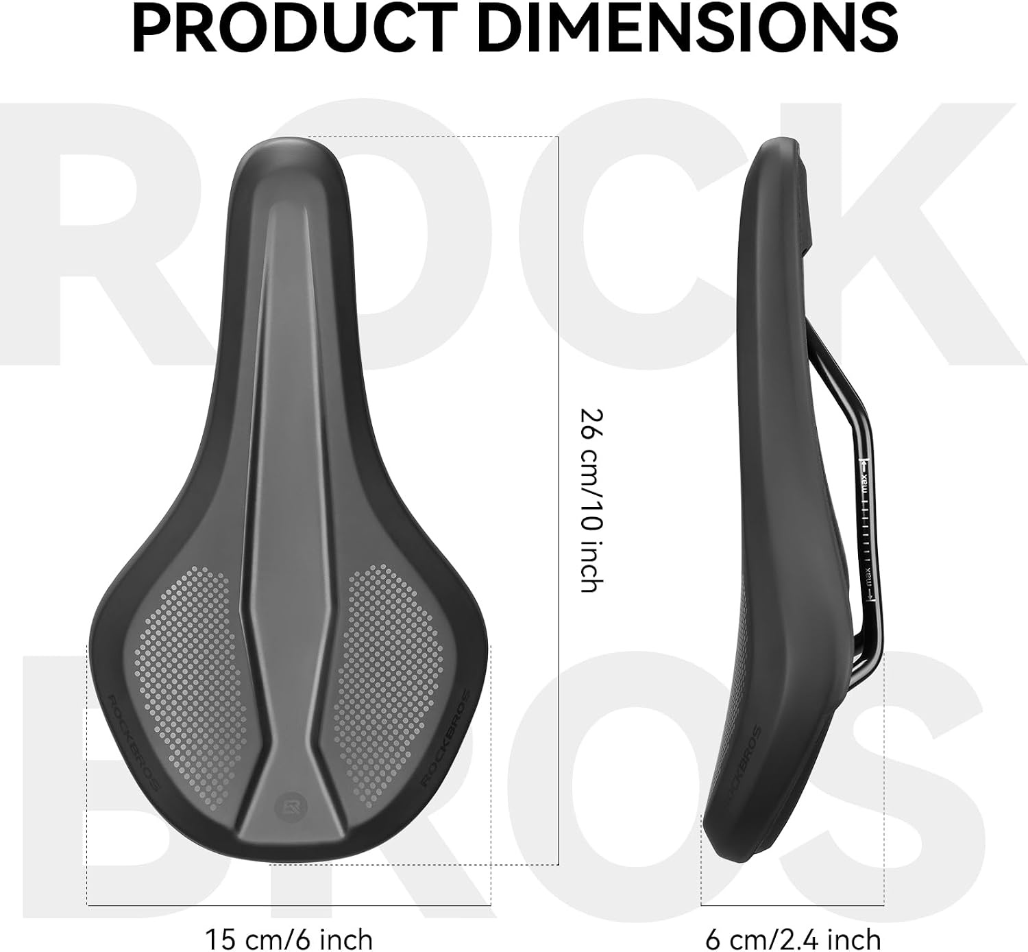 image:imageROCKBROS Bike Seat for Men Women Ergonomic Waterproof Bicycle Saddle Ergonomic shape waterproof antislip PU cover shockabsorbing iron base 076 lb weight 220 lb load and universal fit