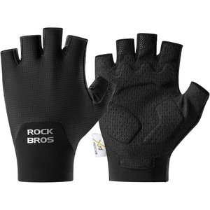 ROCKBROS Cycling Gloves, Half Finger Shock Absorbing Bike Gloves | Comfort: Padded palms reduce vibration; Grip: Anti-slip microfiber; Feature: Towel thumbs wipe sweat; Ideal for cycling(Black)