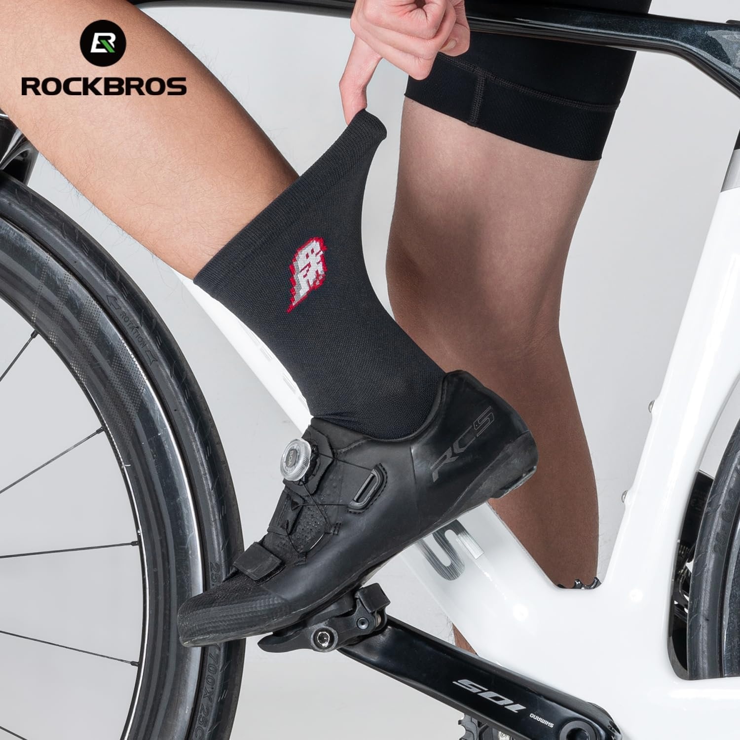 image:imageROCKBROS Aerodynamic Cycling Socks with Wearresistant Heel For Men Women YouthVNS Halloween Series Breathable amp Wicking Athletic Crew SocksBlack