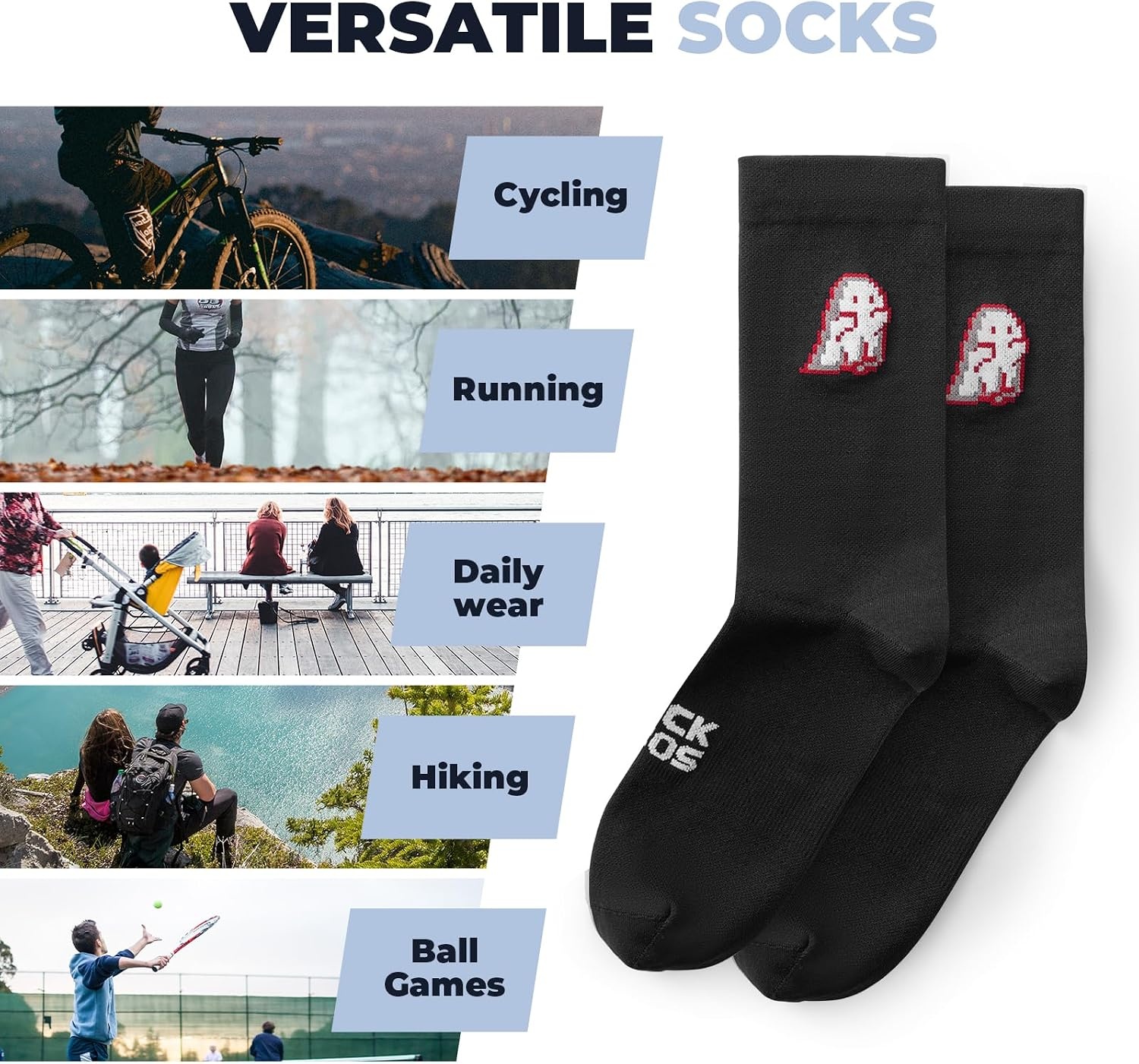 image:imageROCKBROS Aerodynamic Cycling Socks with Wearresistant Heel For Men Women YouthVNS Halloween Series Breathable amp Wicking Athletic Crew SocksBlue