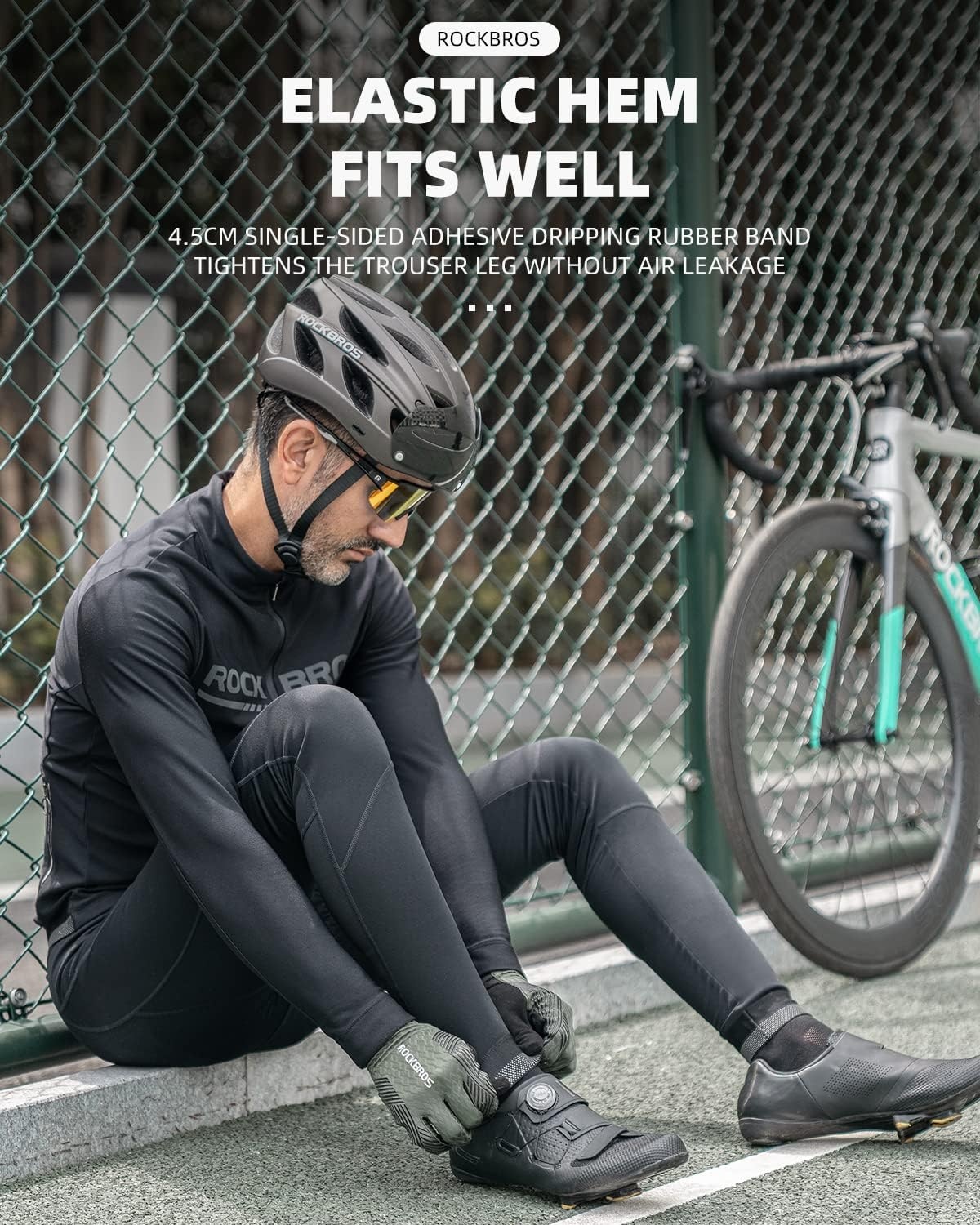 image:imageROCKBROS Thermal 4D Padded Cycling Tights Winter Bike Pants Men amp Women Thermal Fleece Lining 4D Padded seat Breathable Stretch Fabric and Windproof Comfort for Coldweather Cycling