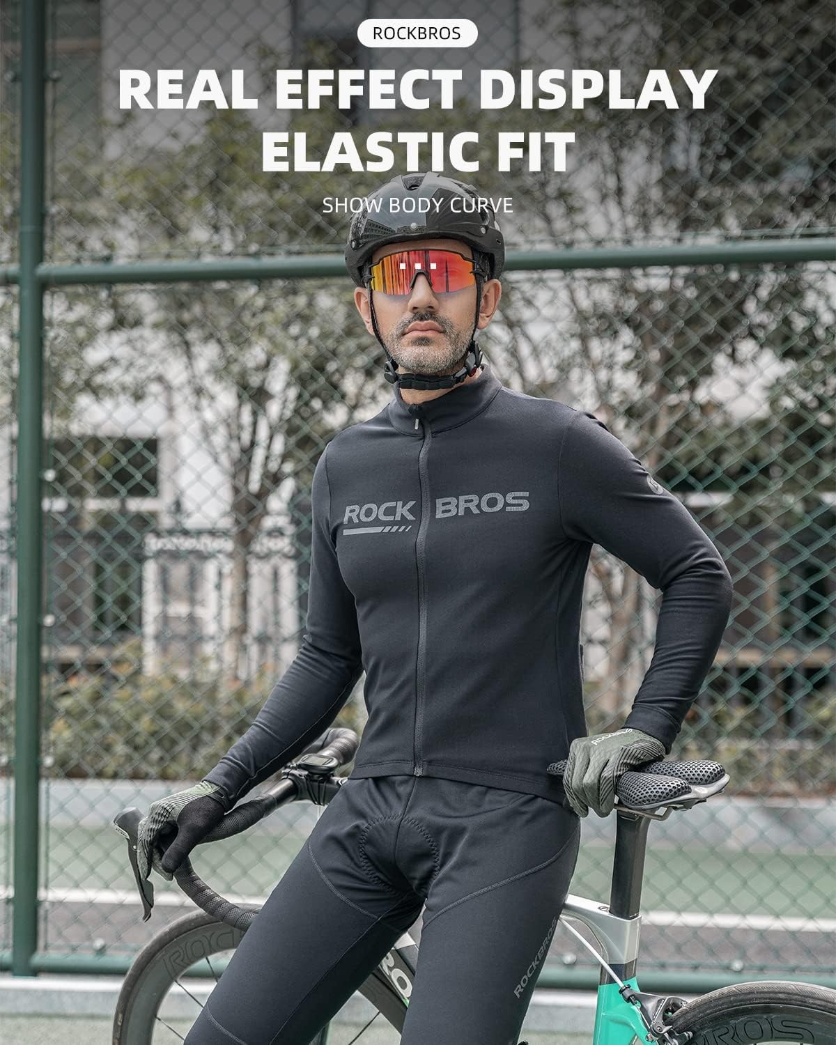 image:imageROCKBROS Thermal 4D Padded Cycling Tights Winter Bike Pants Men amp Women Thermal Fleece Lining 4D Padded seat Breathable Stretch Fabric and Windproof Comfort for Coldweather Cycling