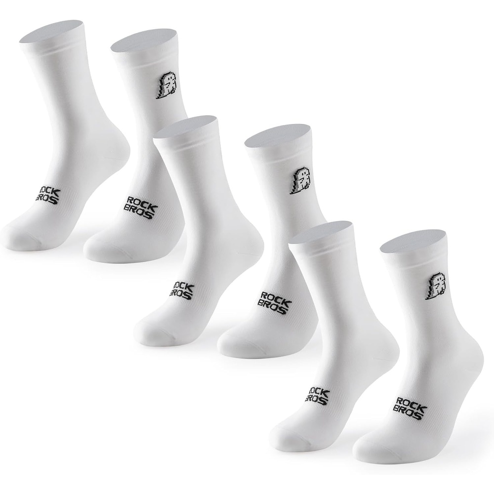 image:imageROCKBROS Aerodynamic Cycling Socks with Wearresistant Heel For Men Women YouthVNS Halloween Series Breathable amp Wicking Athletic Crew Socks3 X White