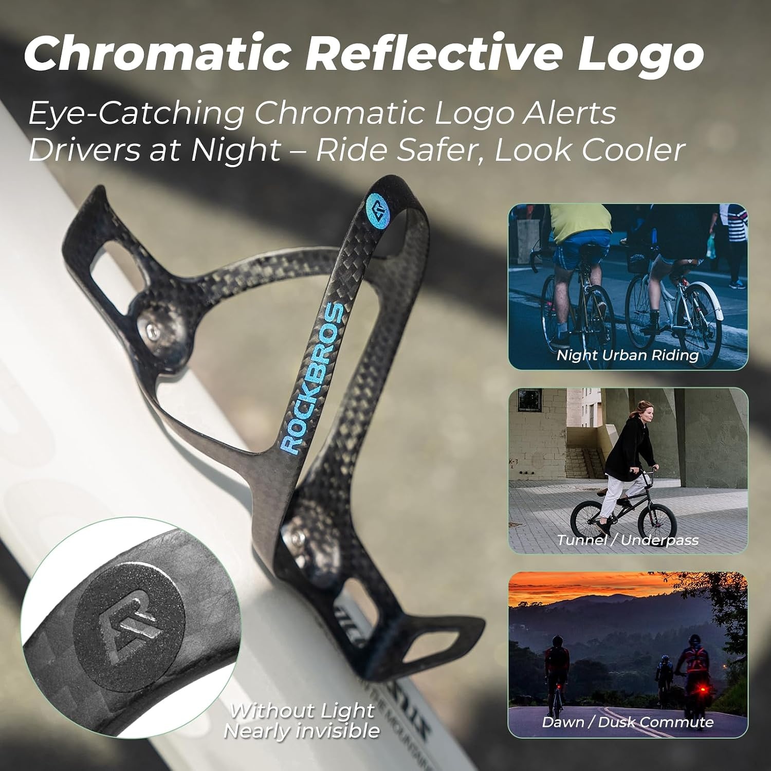 image:imageROCKBROS Carbon Fiber Bike Water Bottle Holder Ultralight Bike Bottle Cage Bicycle Cup Holder Brackets For Mountain amp Road Bikes 360 Secure Grip AntiShake Lightweight 046ozBlack2 Pack