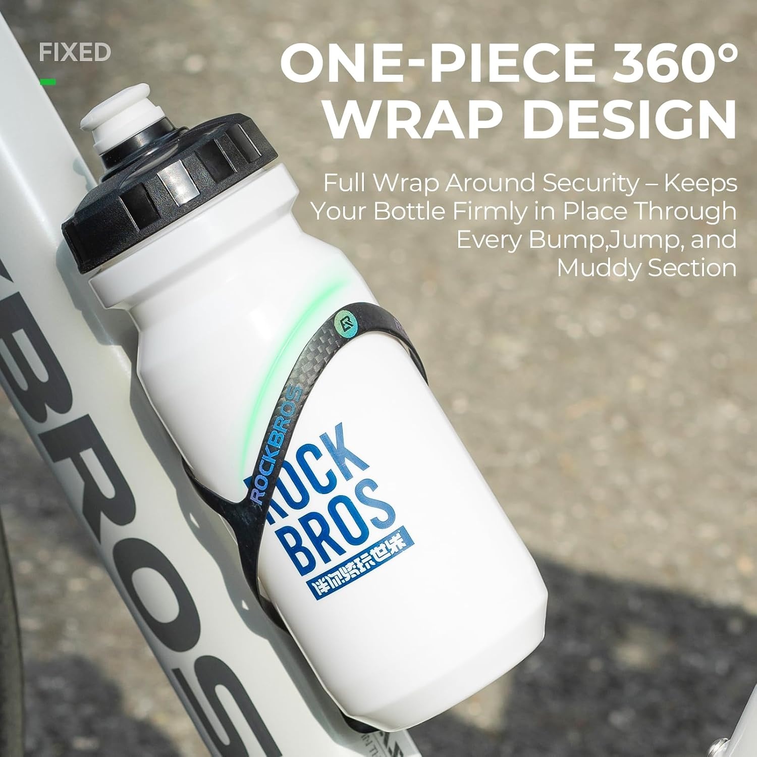 image:imageROCKBROS Carbon Fiber Bike Water Bottle Holder Ultralight Bike Bottle Cage Bicycle Cup Holder Brackets For Mountain amp Road Bikes 360 Secure Grip AntiShake Lightweight 046ozBlack
