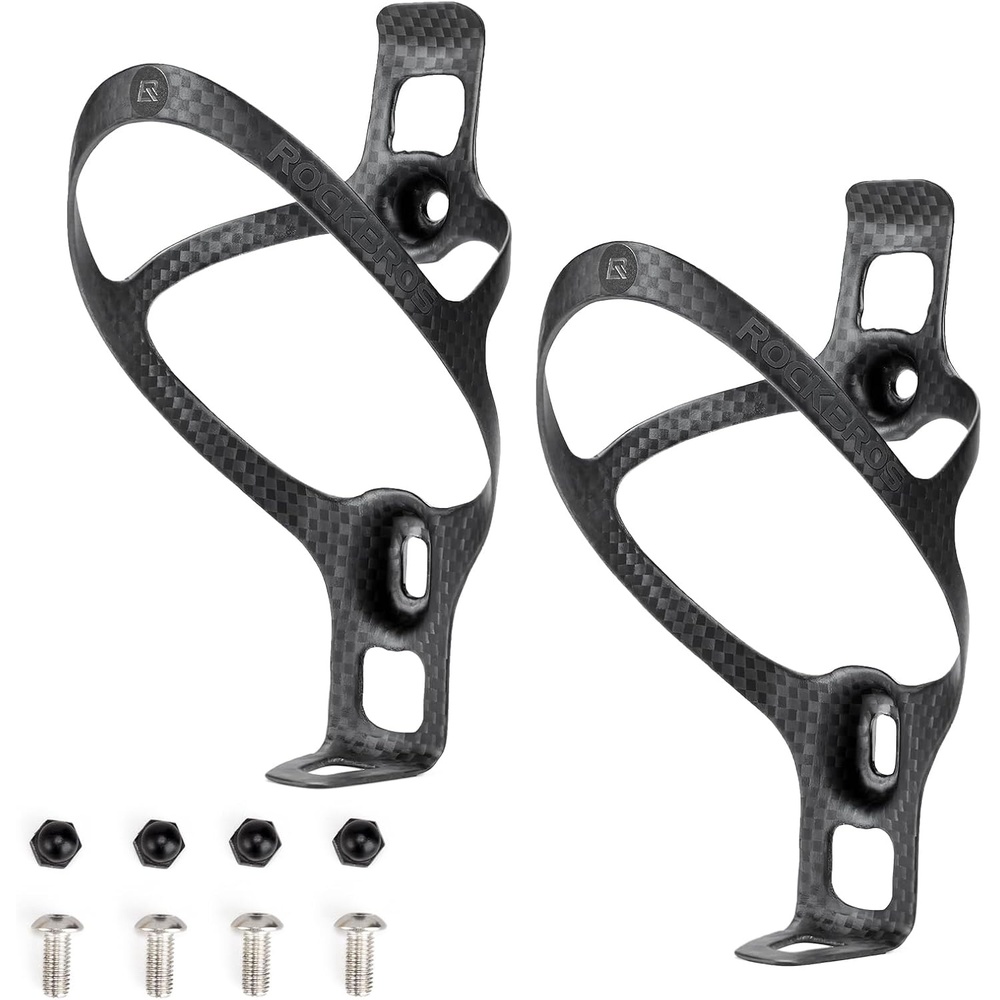 image:imageROCKBROS Carbon Fiber Bike Water Bottle Holder Ultralight Bike Bottle Cage Bicycle Cup Holder Brackets For Mountain amp Road Bikes 360 Secure Grip AntiShake Lightweight 046ozBlack2 Pack