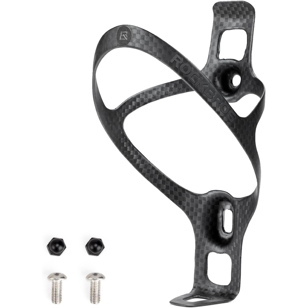 image:imageROCKBROS Carbon Fiber Bike Water Bottle Holder Ultralight Bike Bottle Cage Bicycle Cup Holder Brackets For Mountain amp Road Bikes 360 Secure Grip AntiShake Lightweight 046ozBlack