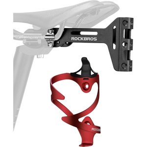 ROCKBROS Bike Saddle Cage Converter & Water Bottle Cages Combo | Adjustable Angle Aluminum Alloy Lightweight Suitable for Road Bike MTB，Water Bottle Holder and Saddle Mount Adapter Combo(1 Converter and 1 Red Bottle Cage)