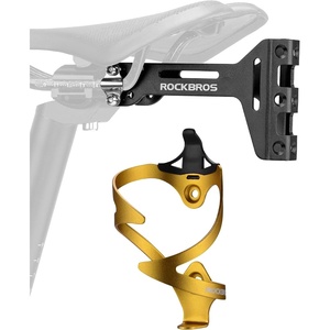 ROCKBROS Bike Saddle Cage Converter & Water Bottle Cages Combo | Adjustable Angle Aluminum Alloy Lightweight Suitable for Road Bike MTB，Water Bottle Holder and Saddle Mount Adapter Combo(1 Converter and 1 Gold bottle cage)
