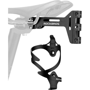ROCKBROS Bike Saddle Cage Converter & Water Bottle Cages Combo | Adjustable Angle Aluminum Alloy Lightweight Suitable for Road Bike MTB，Water Bottle Holder and Saddle Mount Adapter Combo(1 Converter and 1 Black Bottle Cage)