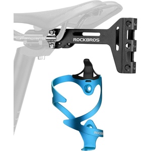 ROCKBROS Bike Saddle Cage Converter & Water Bottle Cages Combo | Adjustable Angle Aluminum Alloy Lightweight Suitable for Road Bike MTB，Water Bottle Holder and Saddle Mount Adapter Combo(1 Converter and 1 Blue Bottle Cage)