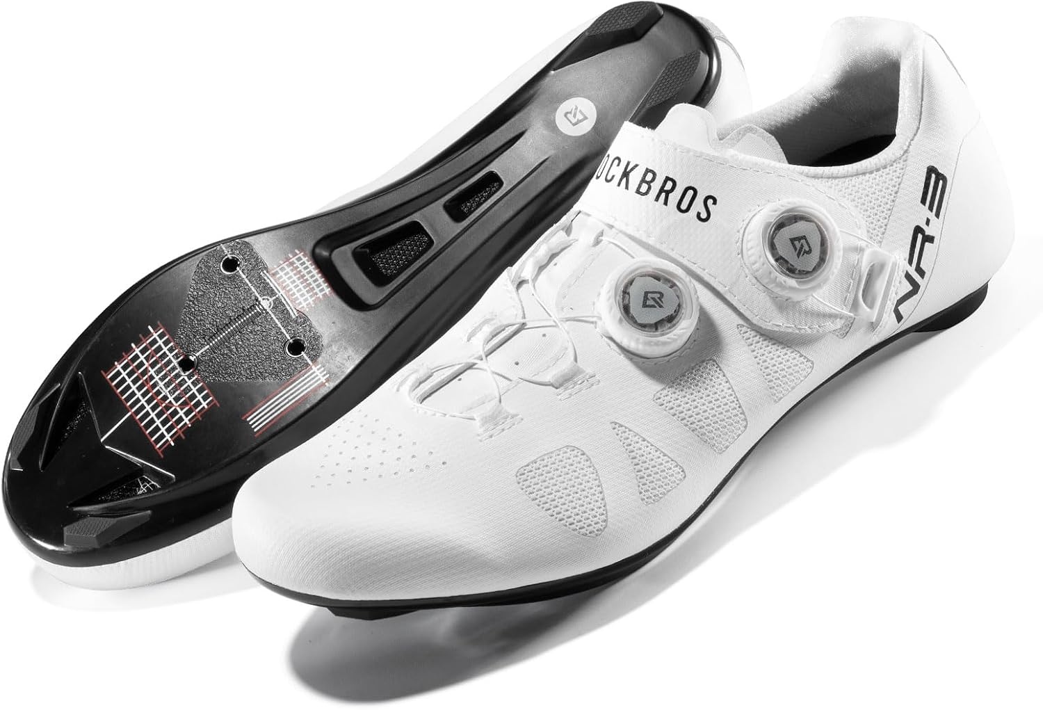 image:imageROCKBROS Cycling Shoes NR3 Clipless Professional with 2 Knob Lock PatentWhite