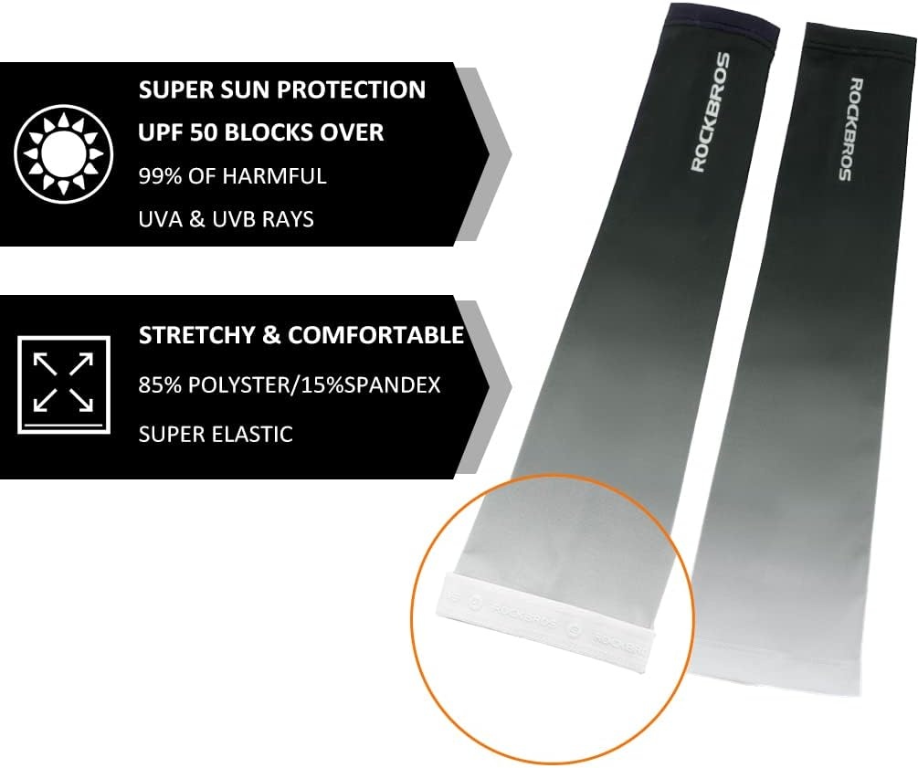 image:imageROCKBROS Sun Protection Arm Sleeves Cooling Running Golf Fishing Arm SleeveBlack7