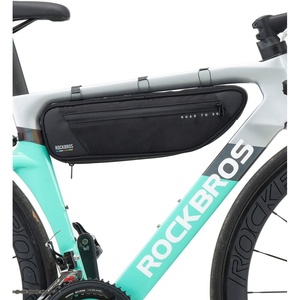 ROCKBROS Bike Frame Bag Bike Bag， 2L Waterproof Bike Top Tube Bag， Road to Sky Series Bike Bag Fits Mountain/Road Bikes(black)