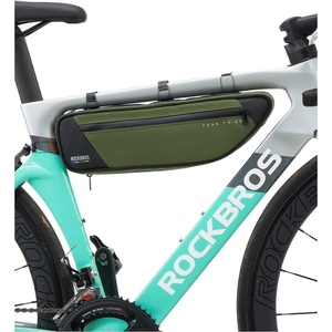ROCKBROS Bike Frame Bag Bike Bag， 2L Waterproof Bike Top Tube Bag， Road to Sky Series Bike Bag Fits Mountain/Road Bikes(green)
