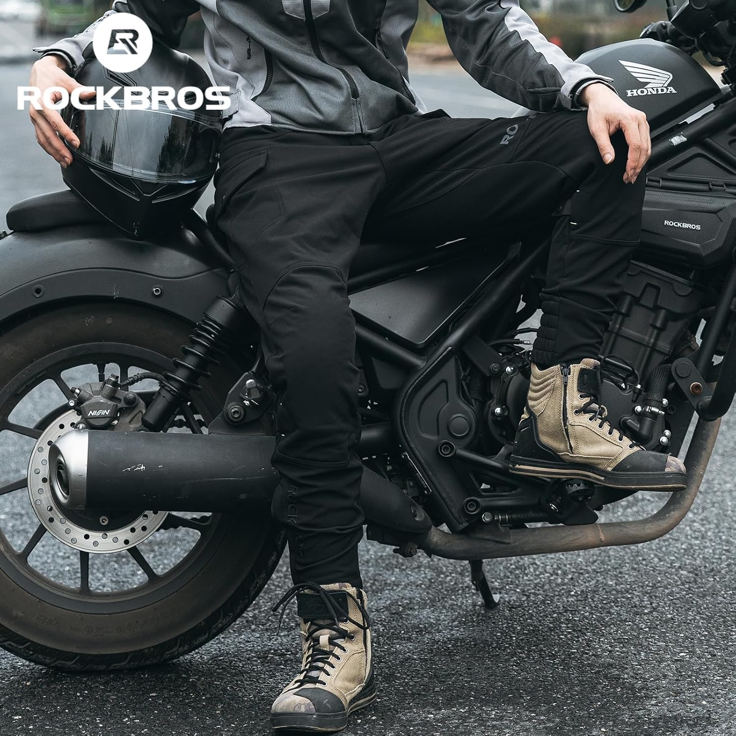 image:imageROCKBROS Motorcycle Pants for Men Women Dirt Bike Pants Motocross Pants with Impact Armor Motorcycle Knee Pads SafetyBlack
