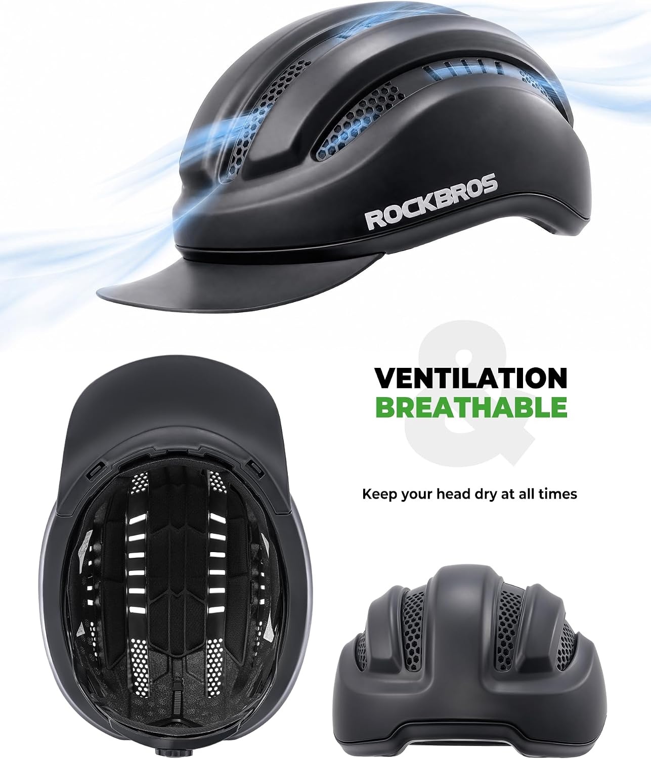 image:imageROCKBROS Bike Helmet for Men amp Women with Sun Visor MultiSport HelmetMatte Black