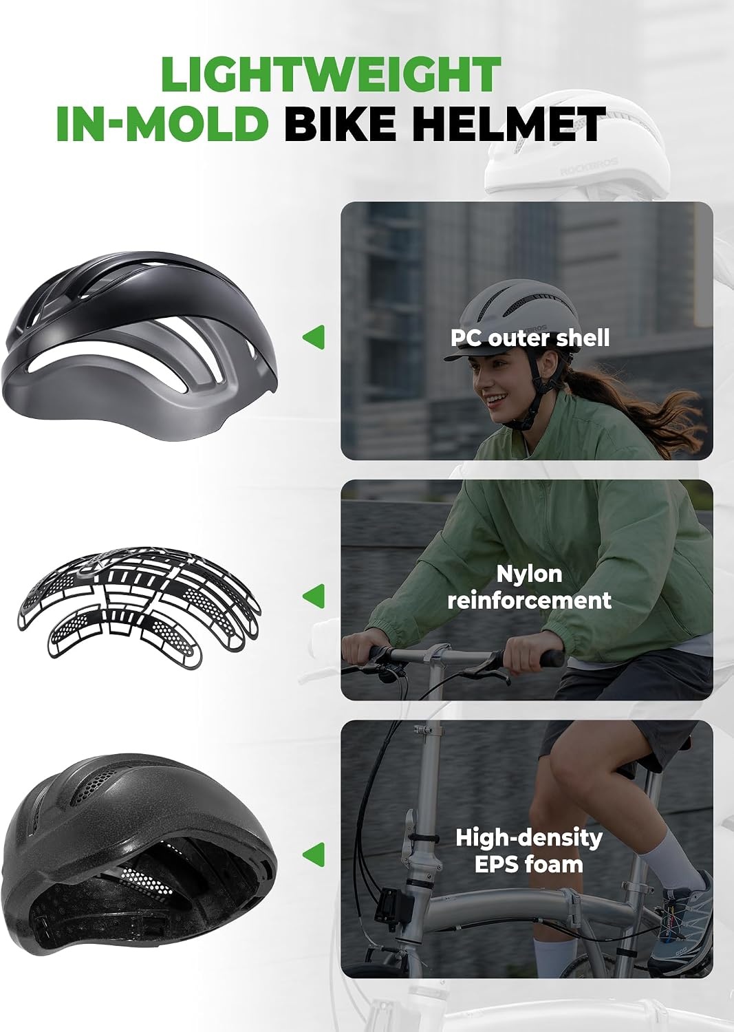 image:imageROCKBROS Bike Helmet for Men amp Women with Sun Visor MultiSport HelmetMatte Metallic Titanium
