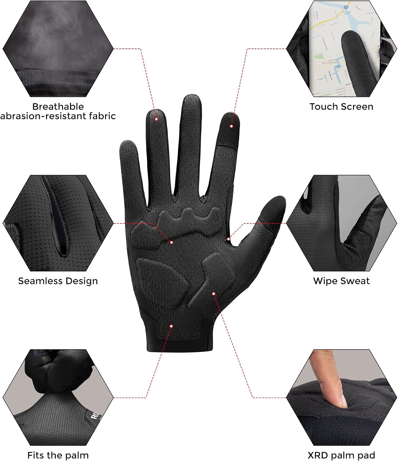image:imageROCKBROS Cycling Gloves XRD Shock Absorbing Bicycle Riding AntiSlipBlack
