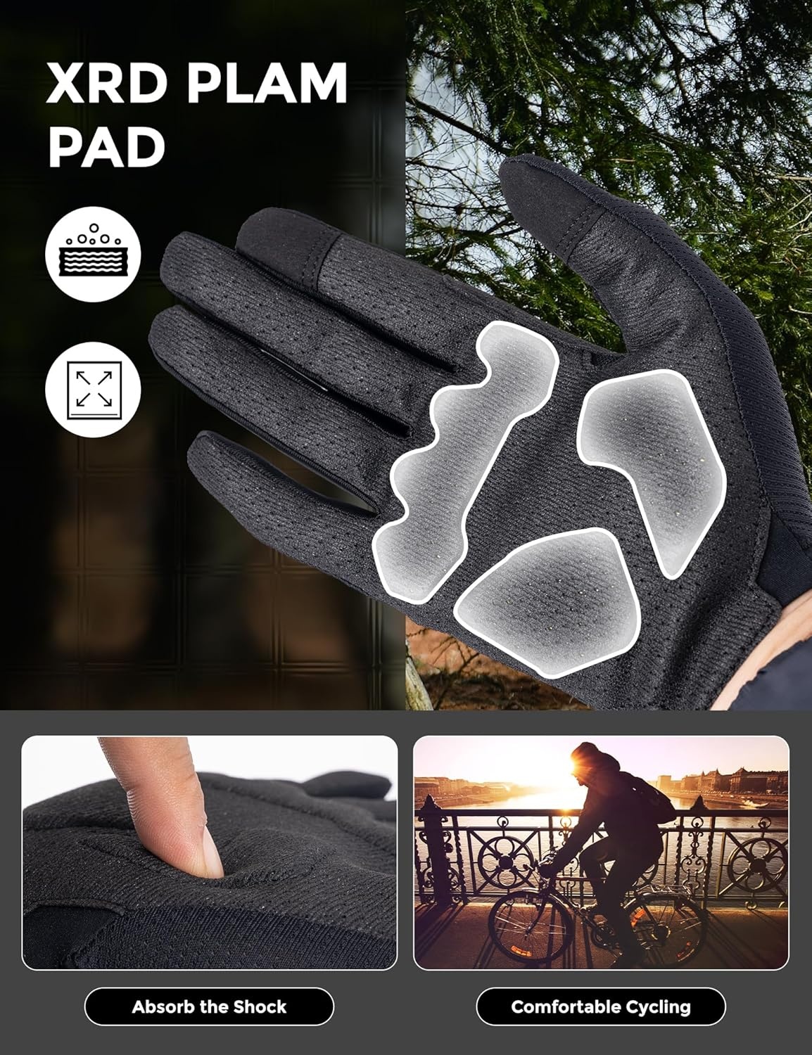 image:imageROCKBROS Cycling Gloves XRD Shock Absorbing Bicycle Riding AntiSlipBlack