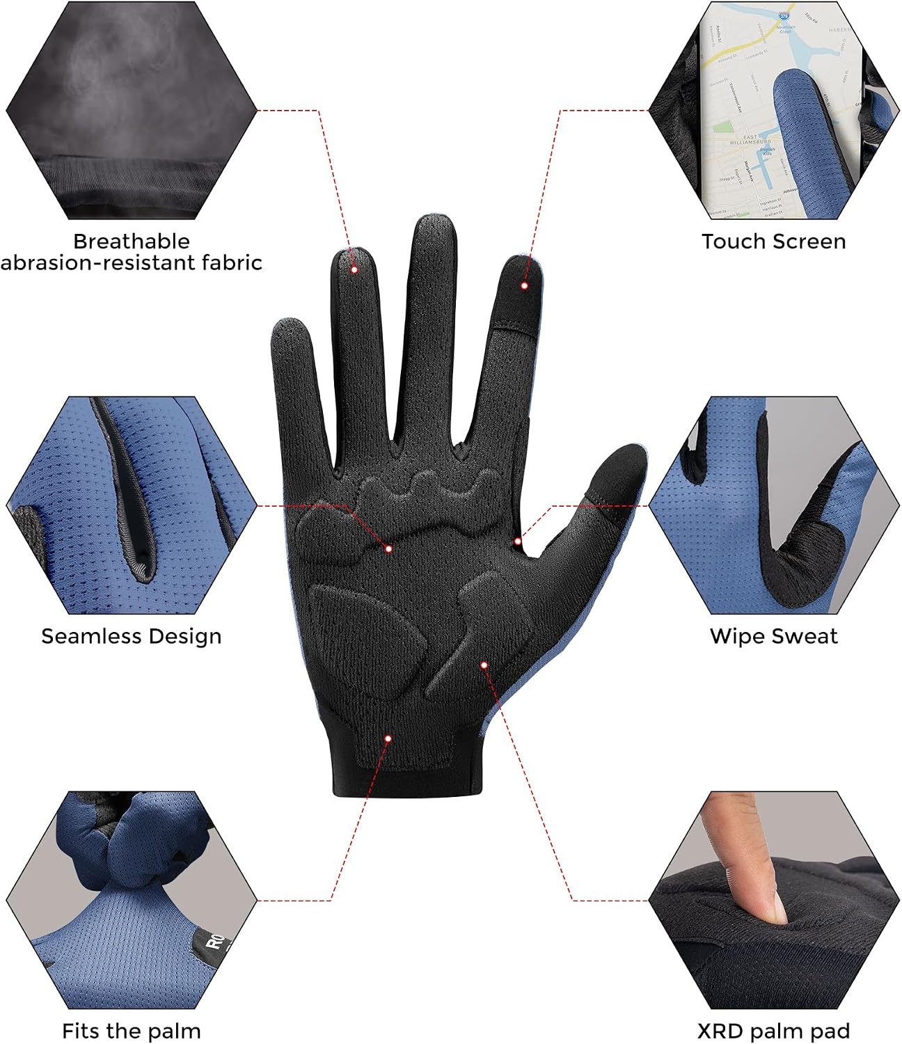 image:imageROCKBROS Cycling Gloves XRD Shock Absorbing Bicycle Riding AntiSlipBlue