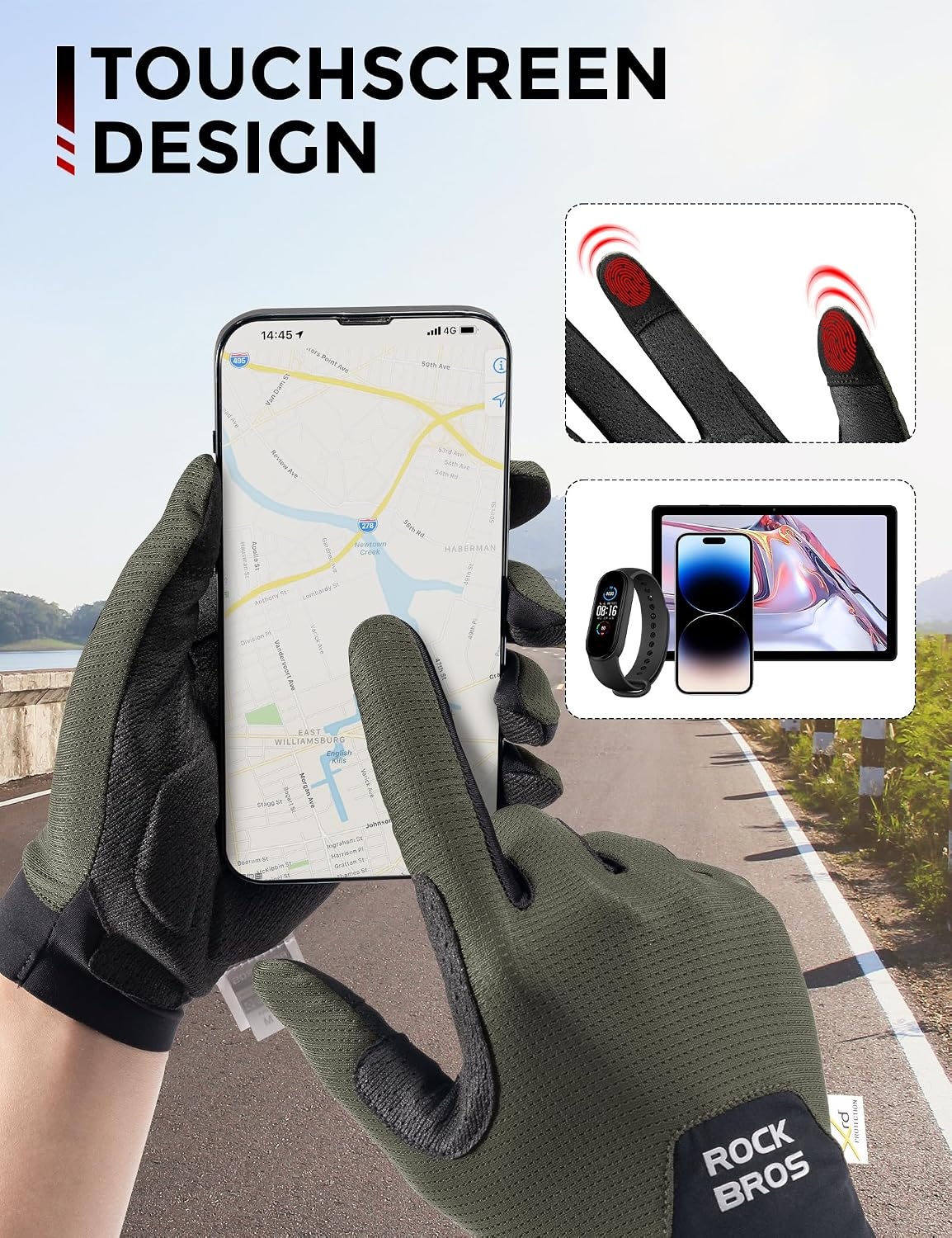 image:imageROCKBROS Cycling Gloves XRD Shock Absorbing Bicycle Riding AntiSlipGreen