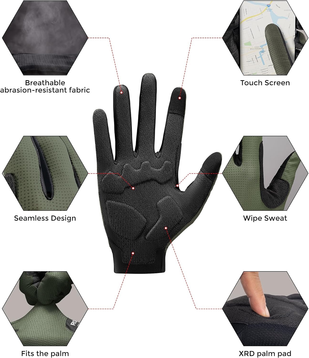 image:imageROCKBROS Cycling Gloves XRD Shock Absorbing Bicycle Riding AntiSlipGreen