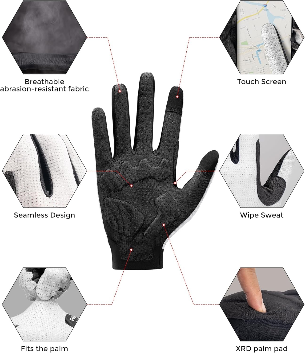 image:imageROCKBROS Cycling Gloves XRD Shock Absorbing Bicycle Riding AntiSlipWhite