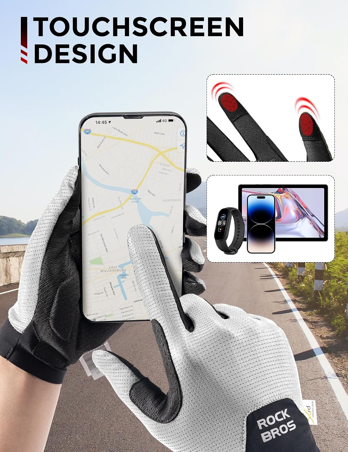 image:imageROCKBROS Cycling Gloves XRD Shock Absorbing Bicycle Riding AntiSlipWhite